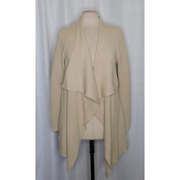 J. MCLAUGHLIN Tan Draped Open Front Cardigan Sweater Cashmere Blend Medium - Picture 1 of 10